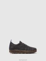 sneakers zwarte merinowol vrouwen Asportuguesas vetersneakers wol kamp 6JPTP12